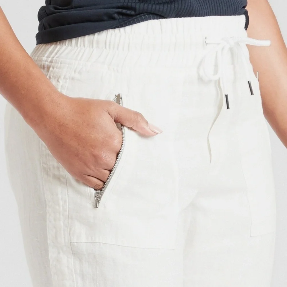 Athleta White LinenJogger Pants 💯% Linen (Tag Removed) Runs oversized